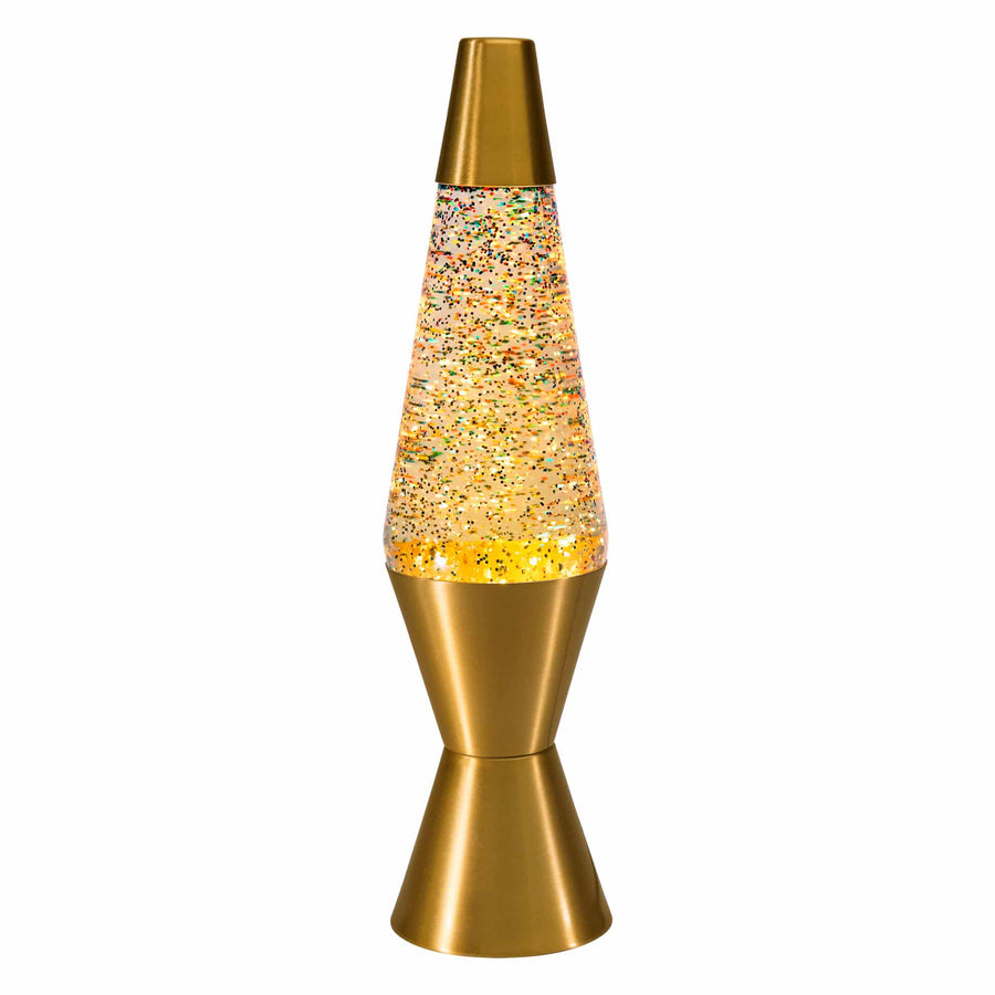 14.5" LAVA LAMP RAINBOW GLITTER - CLEAR/GOLD [372D]